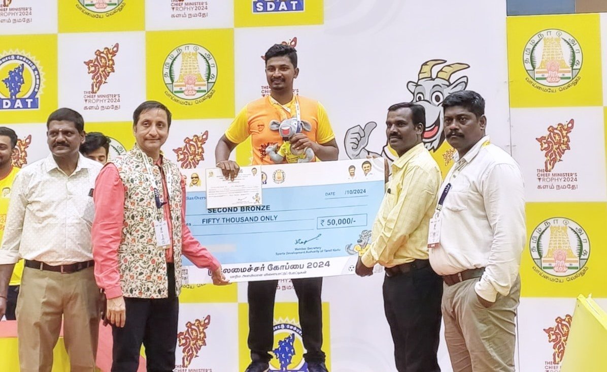 C.P.A. College, Bodinayakanur | Arts & Science College - M. Ajaykumar Wins Third Prize in CM Trophy State Level Badminton Tournament