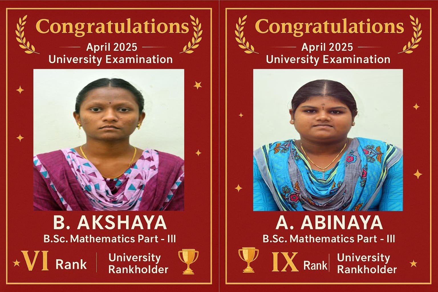C.P.A. College, Bodinayakanur | Arts & Science College - Proud Achievement: University Rank Holders from Mathematics